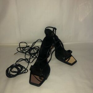 Schutz Black Leather Sandals Women's Size: 7.5 | US 7.5